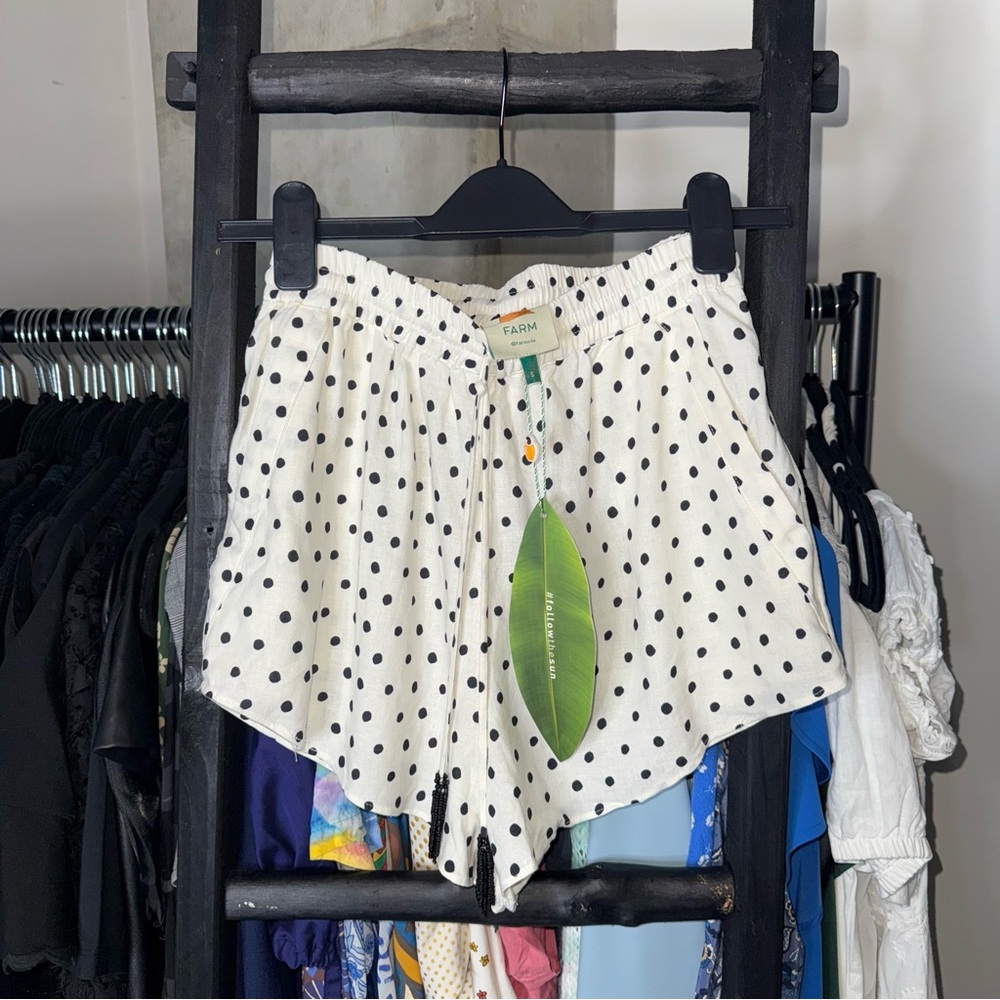 LPA x FWRD Top 500 Linen Corset Crop Top & FARM Rio Polka Dot Linen Shorts Set - Picture 12 of 17